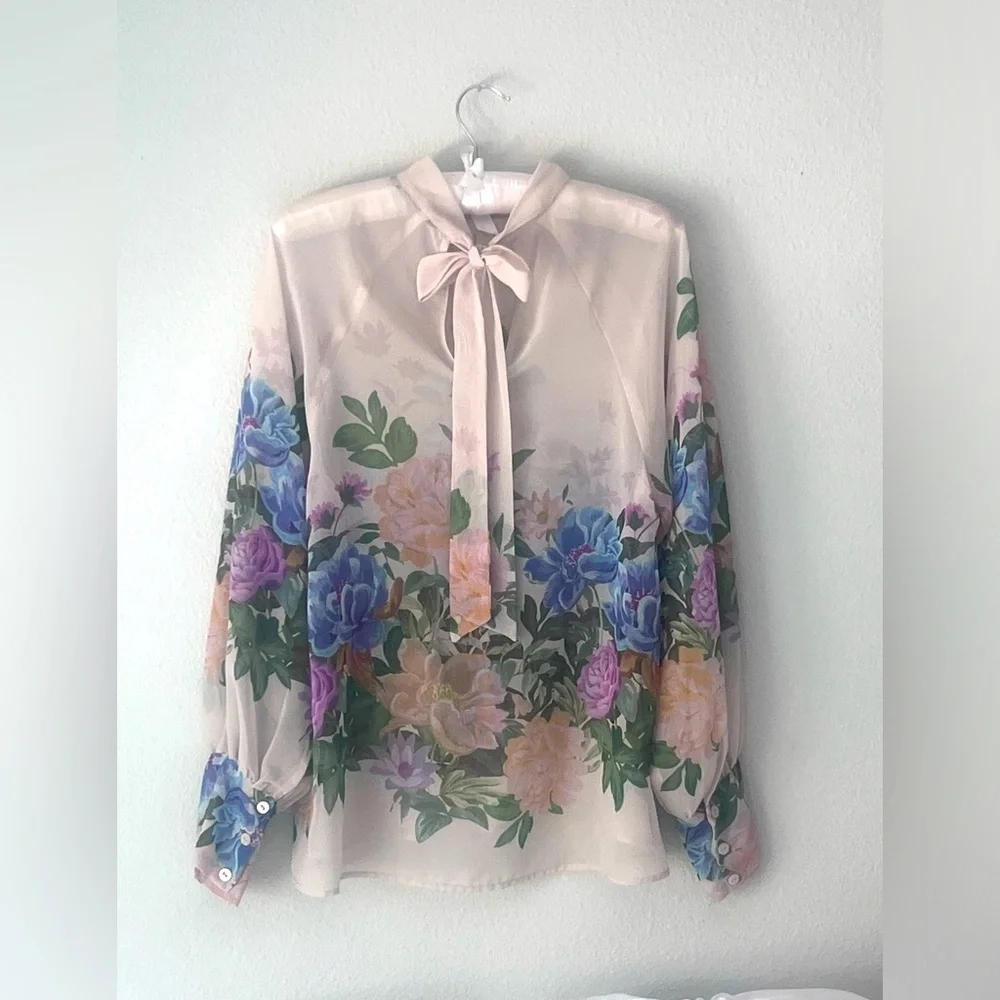 || ZARA || BOW FLOWY BLOUSE || FLORAL || PUFF SLEEVES ||